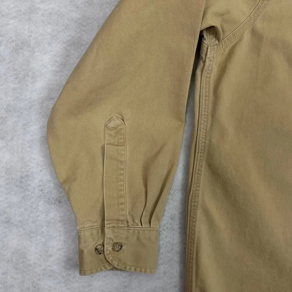 Carhartt Work Shirt Mens XXL Sandstone Cotton Twill Button Down Pockets Logo VTG